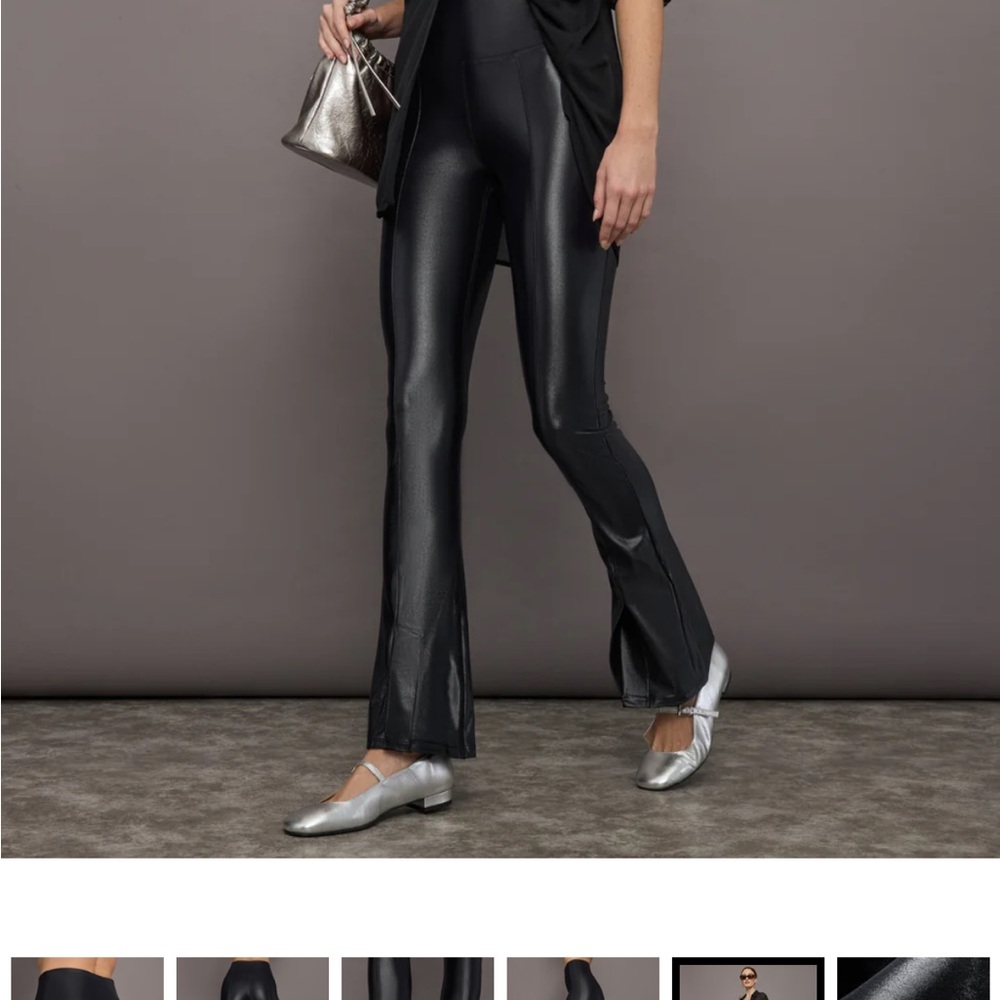 Carbon38 Shiny Black Flare Pants